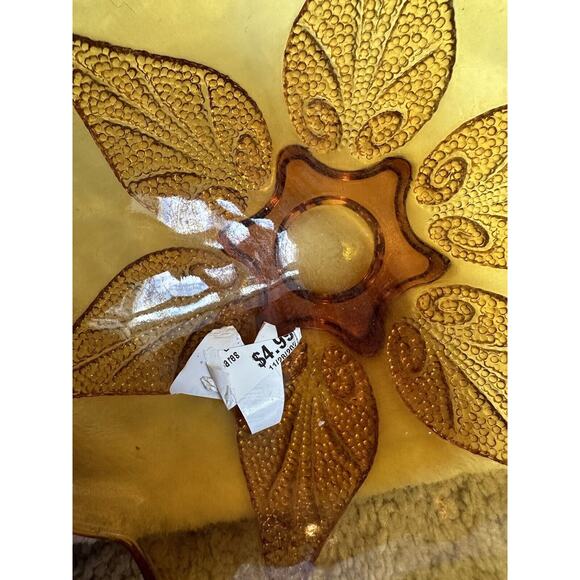 Vintage Amber Glass Dish/Bowl by Anchor Hocking Renaissance Pattern Beaded - Picture 3 of 8